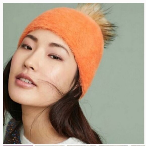 Anthropologie Fuzzy Faux Fur Pom Pom Beanie NWT main image 5